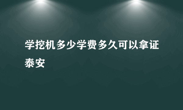 学挖机多少学费多久可以拿证泰安