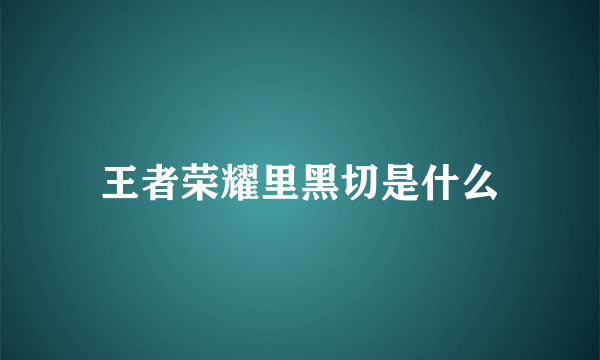 王者荣耀里黑切是什么