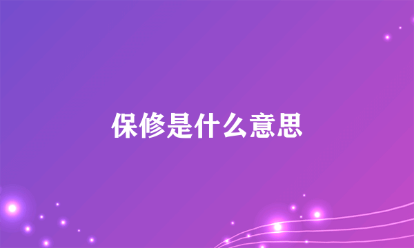 保修是什么意思