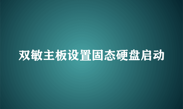 双敏主板设置固态硬盘启动