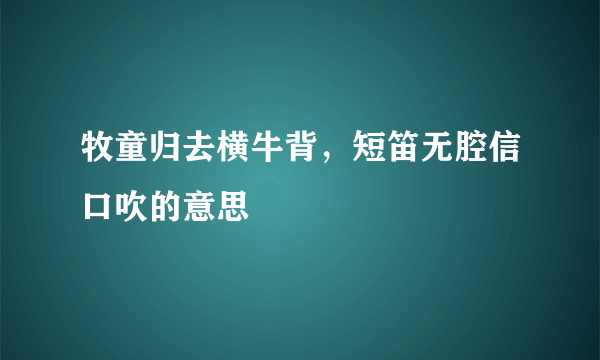 牧童归去横牛背，短笛无腔信口吹的意思