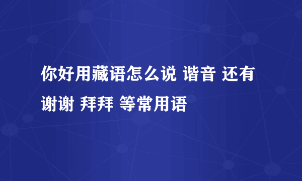 你好用藏语怎么说 谐音 还有谢谢 拜拜 等常用语