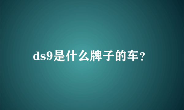 ds9是什么牌子的车？