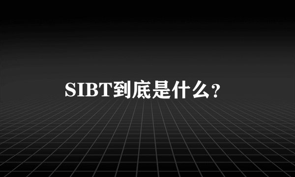 SIBT到底是什么？