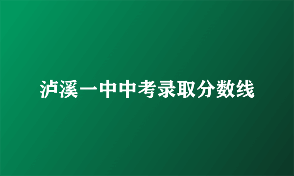 泸溪一中中考录取分数线