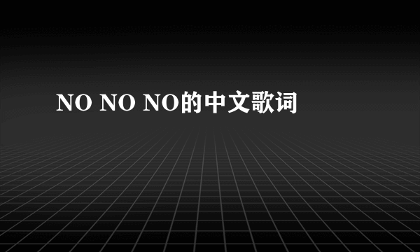 NO NO NO的中文歌词