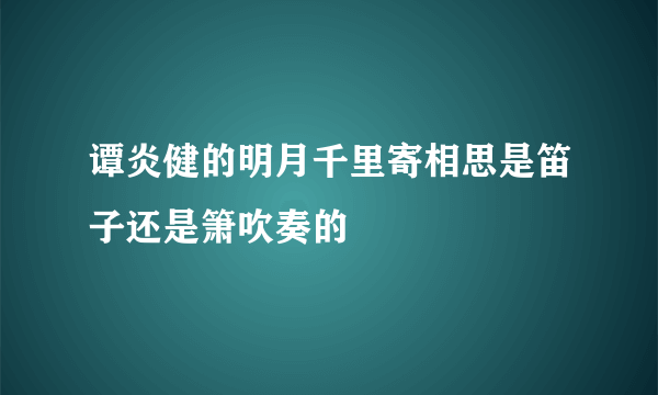 谭炎健的明月千里寄相思是笛子还是箫吹奏的