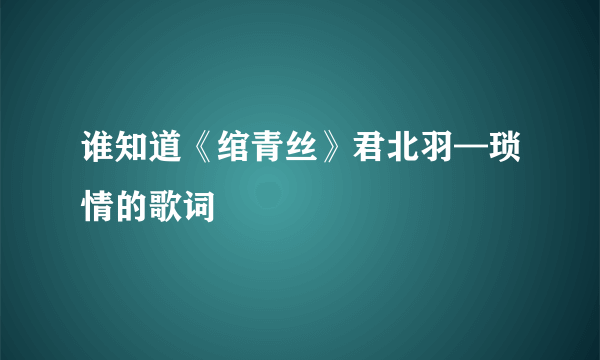 谁知道《绾青丝》君北羽—琐情的歌词