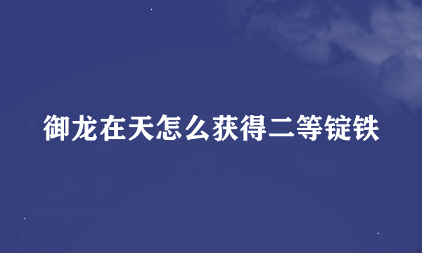 御龙在天怎么获得二等锭铁