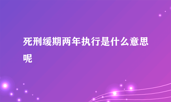 死刑缓期两年执行是什么意思呢