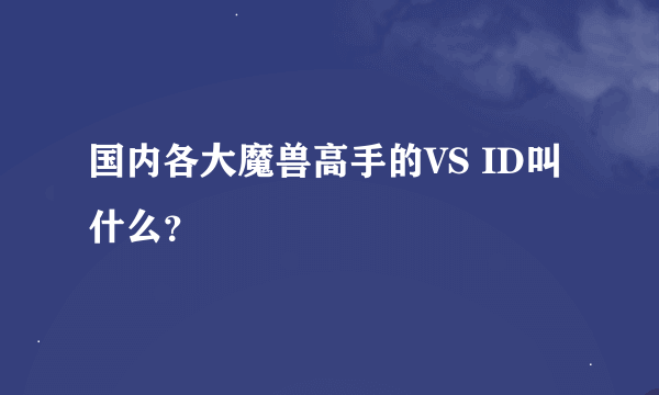 国内各大魔兽高手的VS ID叫什么？