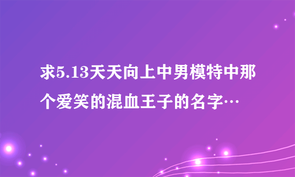 求5.13天天向上中男模特中那个爱笑的混血王子的名字…