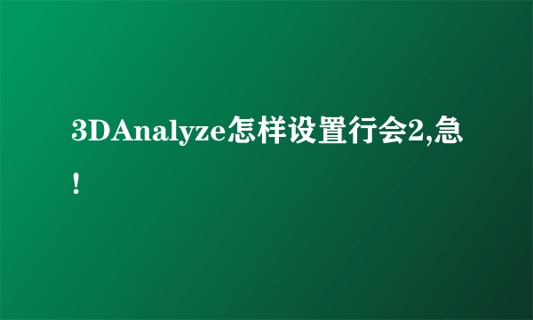 3DAnalyze怎样设置行会2,急!