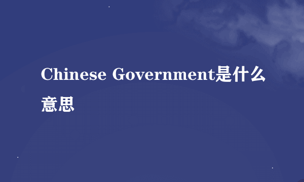 Chinese Government是什么意思