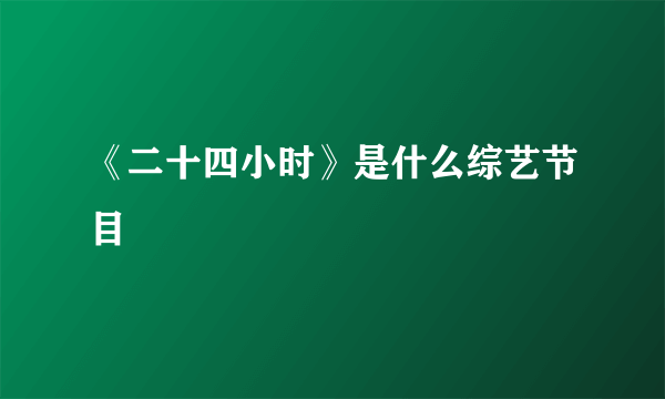 《二十四小时》是什么综艺节目