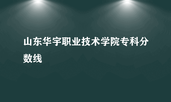 山东华宇职业技术学院专科分数线