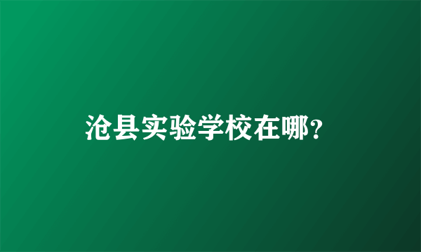 沧县实验学校在哪？