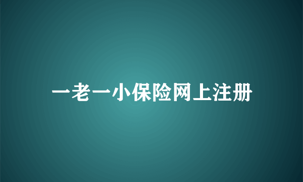 一老一小保险网上注册