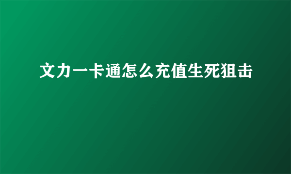 文力一卡通怎么充值生死狙击