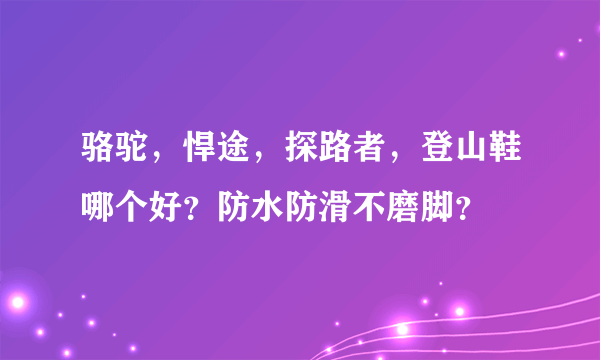 骆驼，悍途，探路者，登山鞋哪个好？防水防滑不磨脚？