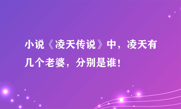 小说《凌天传说》中，凌天有几个老婆，分别是谁！