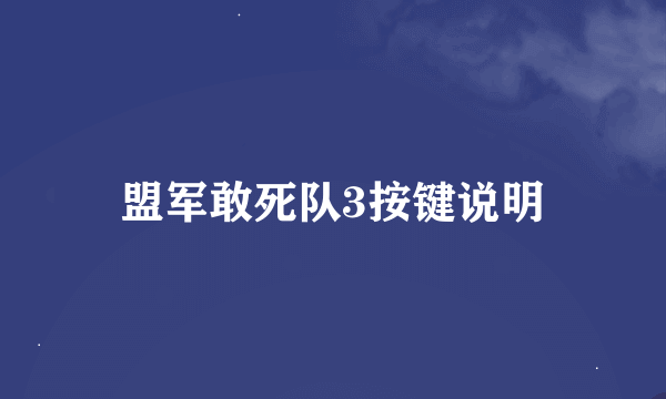 盟军敢死队3按键说明