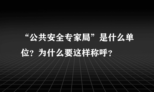 “公共安全专家局”是什么单位？为什么要这样称呼？