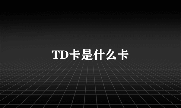 TD卡是什么卡