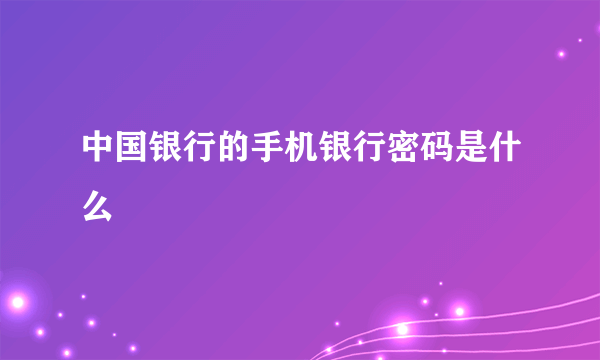 中国银行的手机银行密码是什么