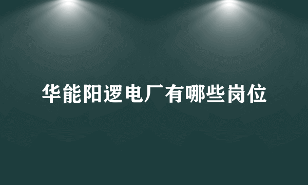 华能阳逻电厂有哪些岗位