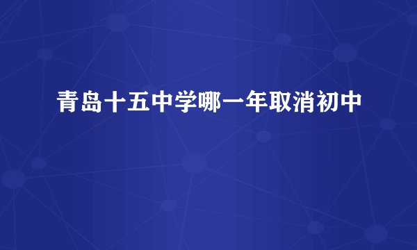 青岛十五中学哪一年取消初中