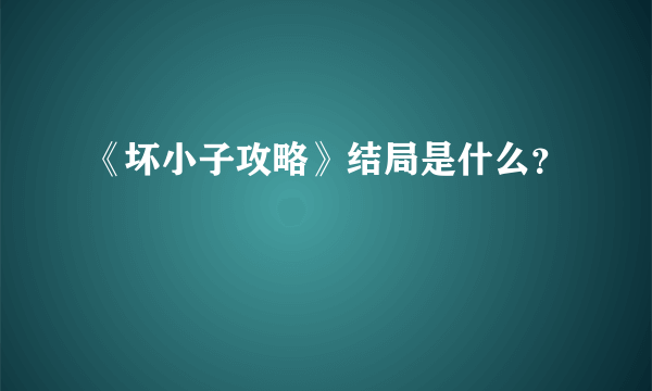 《坏小子攻略》结局是什么？