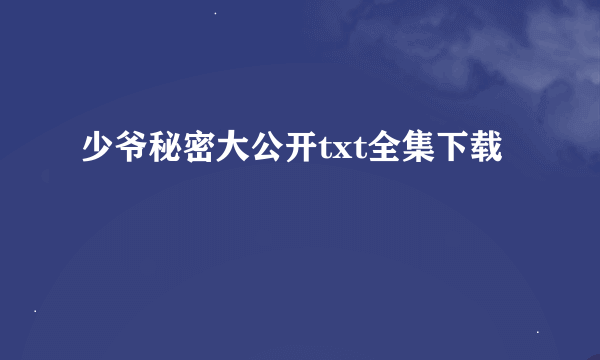 少爷秘密大公开txt全集下载