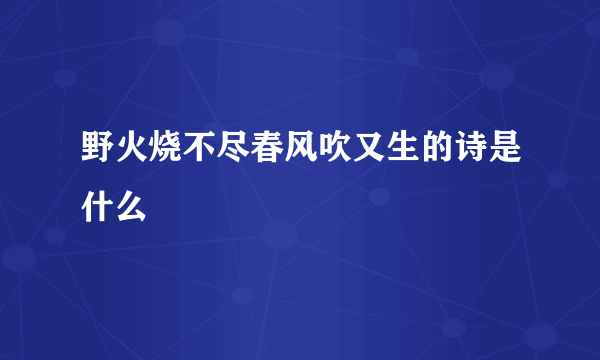 野火烧不尽春风吹又生的诗是什么