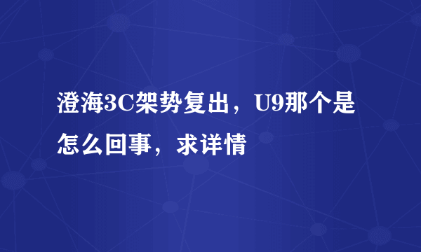 澄海3C架势复出，U9那个是怎么回事，求详情