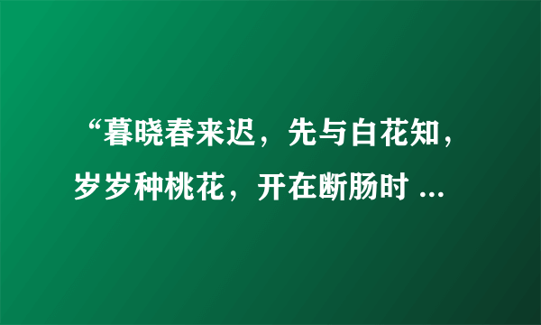 “暮晓春来迟，先与白花知，岁岁种桃花，开在断肠时 ”的意思和出处是?