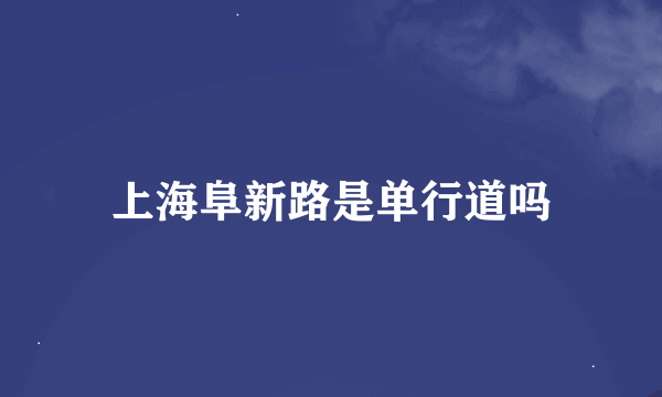 上海阜新路是单行道吗