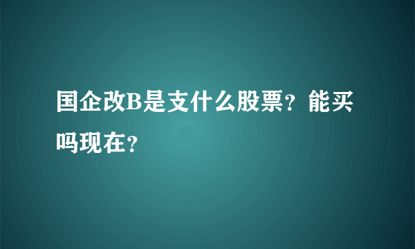 国企改B是支什么股票？能买吗现在？