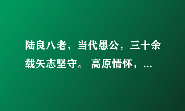 陆良八老，当代愚公，三十余载矢志坚守。 高原情怀，大山品质，_____。