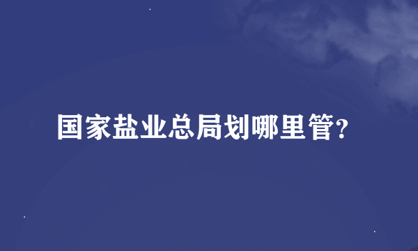 国家盐业总局划哪里管？