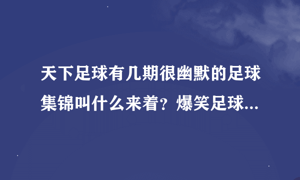 天下足球有几期很幽默的足球集锦叫什么来着？爆笑足球？还是什么？