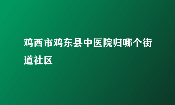 鸡西市鸡东县中医院归哪个街道社区