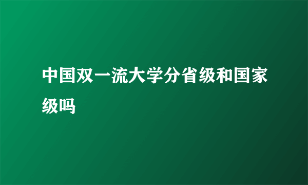 中国双一流大学分省级和国家级吗