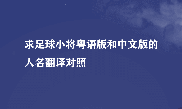 求足球小将粤语版和中文版的人名翻译对照