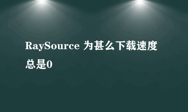 RaySource 为甚么下载速度总是0