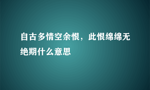 自古多情空余恨，此恨绵绵无绝期什么意思