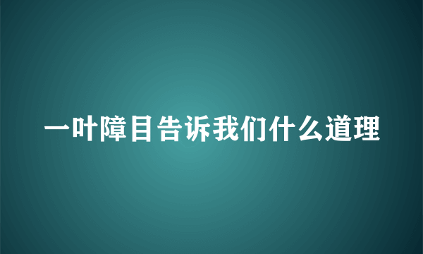 一叶障目告诉我们什么道理