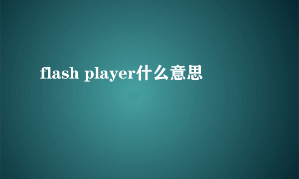 flash player什么意思