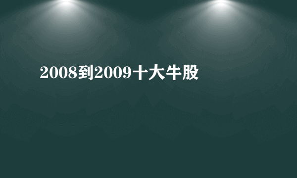 2008到2009十大牛股