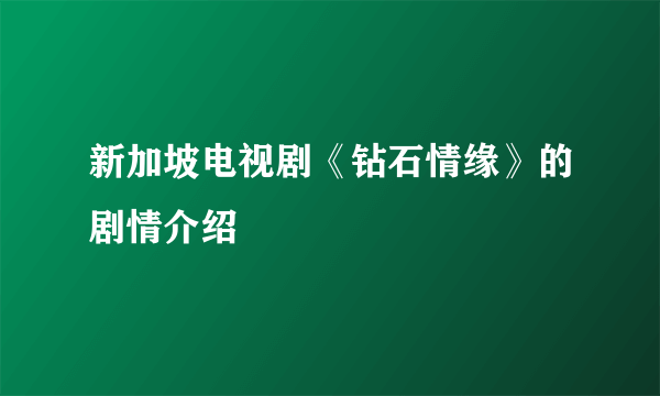 新加坡电视剧《钻石情缘》的剧情介绍